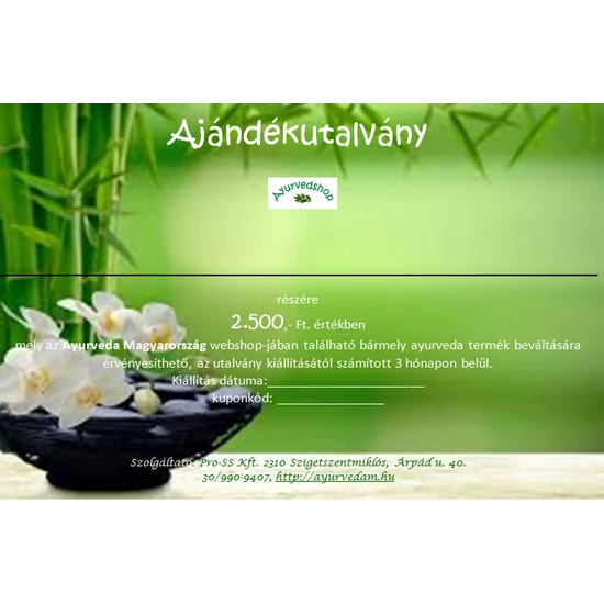 Ayurveda termékutalvány - 2500